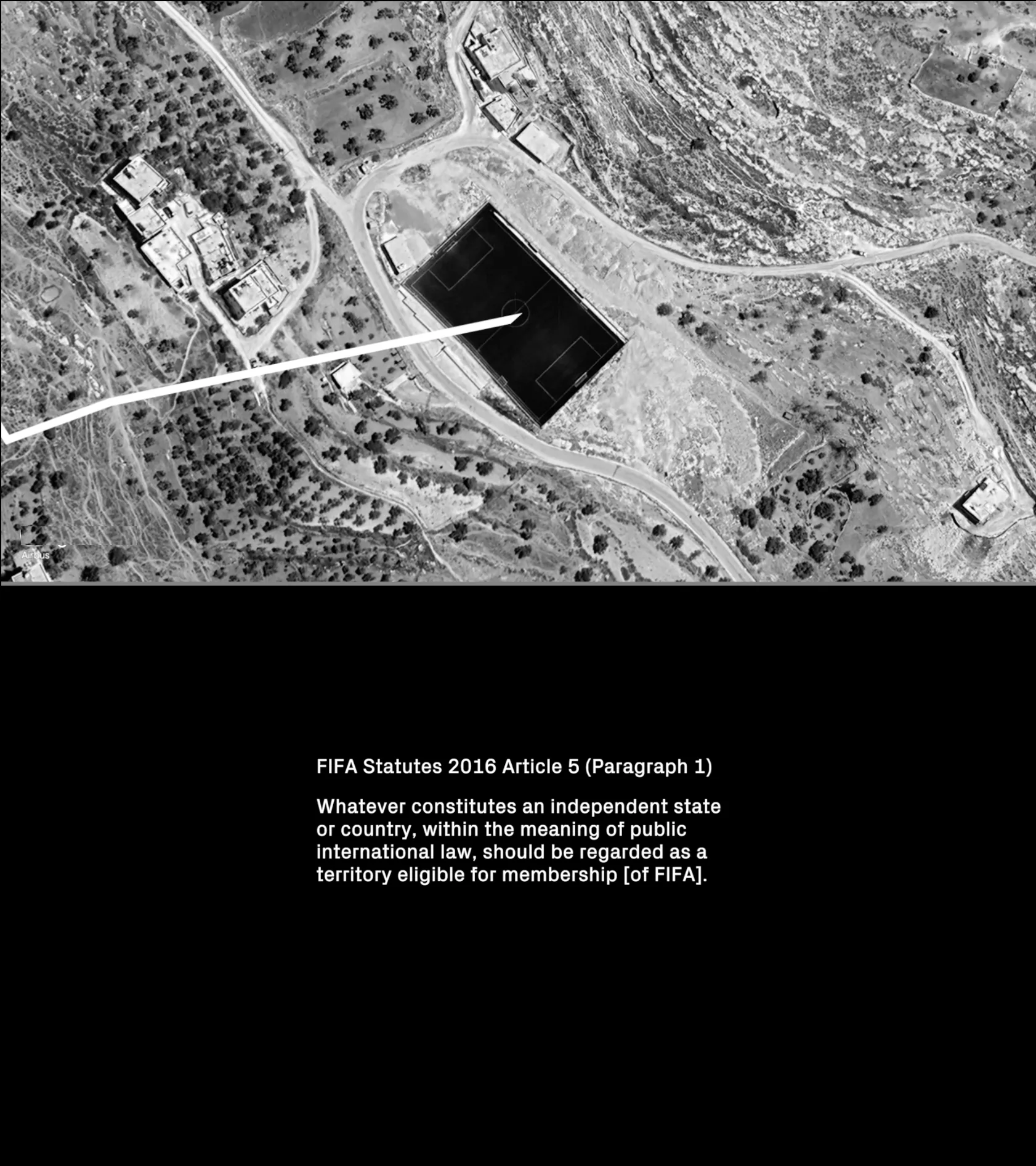 Shot from movie FC TECTONICS: Football’s Strategic Play in the Territorialisation of Nation-State Sovereignty by Lotte van Hulst